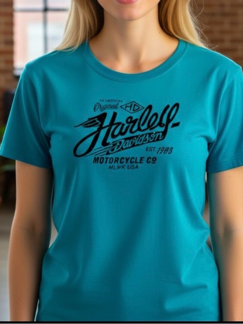 HARLEY DAVIDSON • T-SHIRTS Original, EST. 1903 MOTORCYCLE Co Turquoise S…